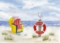 Preview: Postkarte DIN-A6 Aquarell Maritim Kunst Druck Kunstdruck Nordsee Cuxhaven Duhnen Strandkorb Strand Meer
